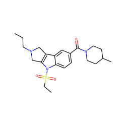 CCCN1Cc2c(n(S(=O)(=O)CC)c3ccc(C(=O)N4CCC(C)CC4)cc23)C1 ZINC000028955369