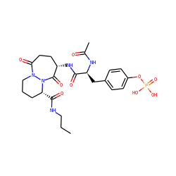 CCCNC(=O)[C@@H]1CCCN2C(=O)CC[C@H](NC(=O)[C@H](Cc3ccc(OP(=O)(O)O)cc3)NC(C)=O)C(=O)N12 ZINC000028768222
