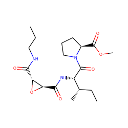CCCNC(=O)[C@H]1O[C@@H]1C(=O)N[C@H](C(=O)N1CCC[C@H]1C(=O)OC)[C@@H](C)CC ZINC000004899858