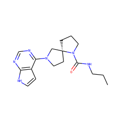 CCCNC(=O)N1CCC[C@@]12CCN(c1ncnc3[nH]ccc13)C2 ZINC000143880014