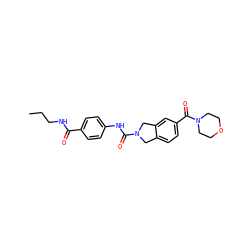 CCCNC(=O)c1ccc(NC(=O)N2Cc3ccc(C(=O)N4CCOCC4)cc3C2)cc1 ZINC000168090230