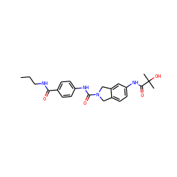 CCCNC(=O)c1ccc(NC(=O)N2Cc3ccc(NC(=O)C(C)(C)O)cc3C2)cc1 ZINC000166329653
