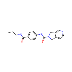 CCCNC(=O)c1ccc(NC(=O)N2Cc3ccncc3C2)cc1 ZINC000166603813