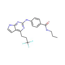 CCCNC(=O)c1ccc(Nc2nc(CCC(F)(F)F)c3cc[nH]c3n2)cc1 ZINC000063540079