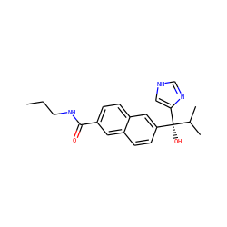 CCCNC(=O)c1ccc2cc([C@@](O)(c3c[nH]cn3)C(C)C)ccc2c1 ZINC000066066326