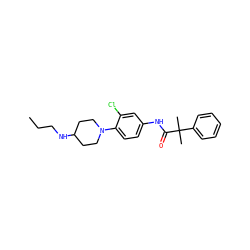 CCCNC1CCN(c2ccc(NC(=O)C(C)(C)c3ccccc3)cc2Cl)CC1 ZINC000064549443