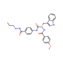CCCNNC(=O)c1ccc(NC(=O)[C@H](Cc2c[nH]c3ccccc23)NC(=O)c2ccc(OC)cc2)cc1 ZINC001772653923