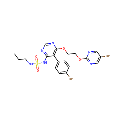 CCCNS(=O)(=O)Nc1ncnc(OCCOc2ncc(Br)cn2)c1-c1ccc(Br)cc1 ZINC000043202140