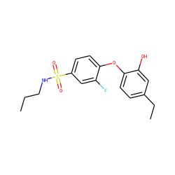 CCCNS(=O)(=O)c1ccc(Oc2ccc(CC)cc2O)c(F)c1 ZINC000095573365