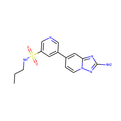 CCCNS(=O)(=O)c1cncc(-c2ccn3nc(N)nc3c2)c1 ZINC000095563413