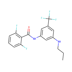 CCCNc1cc(NC(=O)c2c(F)cccc2F)cc(C(F)(F)F)c1 ZINC000299838884