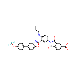 CCCNc1ccc(N2C(=O)c3ccc(C(=O)O)cc3C2=O)cc1-c1nc2cc(-c3ccc(OC(F)(F)F)cc3)ccc2o1 ZINC000003925169