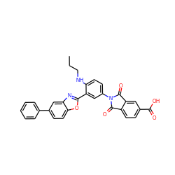 CCCNc1ccc(N2C(=O)c3ccc(C(=O)O)cc3C2=O)cc1-c1nc2cc(-c3ccccc3)ccc2o1 ZINC000026969565