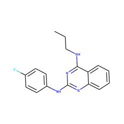 CCCNc1nc(Nc2ccc(F)cc2)nc2ccccc12 ZINC000096205583