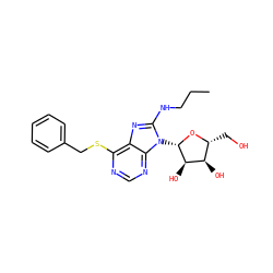 CCCNc1nc2c(SCc3ccccc3)ncnc2n1[C@@H]1O[C@H](CO)[C@@H](O)[C@H]1O ZINC000013607472