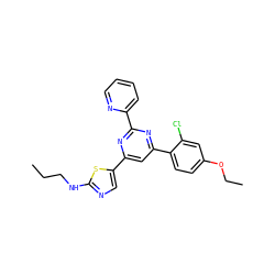CCCNc1ncc(-c2cc(-c3ccc(OCC)cc3Cl)nc(-c3ccccn3)n2)s1 ZINC000064528146