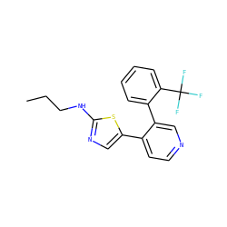 CCCNc1ncc(-c2ccncc2-c2ccccc2C(F)(F)F)s1 ZINC000473112231