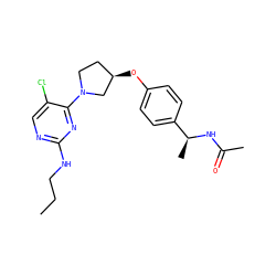 CCCNc1ncc(Cl)c(N2CC[C@@H](Oc3ccc([C@H](C)NC(C)=O)cc3)C2)n1 ZINC000261176285