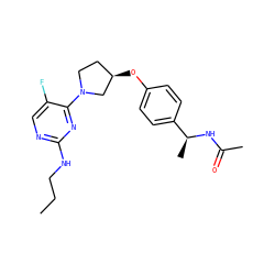 CCCNc1ncc(F)c(N2CC[C@@H](Oc3ccc([C@H](C)NC(C)=O)cc3)C2)n1 ZINC000261192402