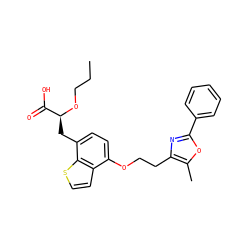 CCCO[C@@H](Cc1ccc(OCCc2nc(-c3ccccc3)oc2C)c2ccsc12)C(=O)O ZINC000034357149
