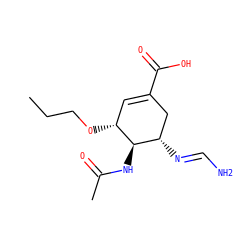 CCCO[C@@H]1C=C(C(=O)O)C[C@H](/N=C/N)[C@H]1NC(C)=O ZINC000014944902