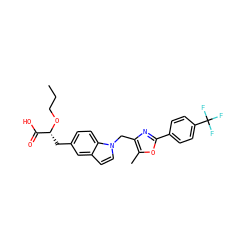 CCCO[C@H](Cc1ccc2c(ccn2Cc2nc(-c3ccc(C(F)(F)F)cc3)oc2C)c1)C(=O)O ZINC000034717673