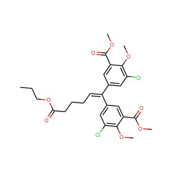 CCCOC(=O)CCCC=C(c1cc(Cl)c(OC)c(C(=O)OC)c1)c1cc(Cl)c(OC)c(C(=O)OC)c1 ZINC000014943807