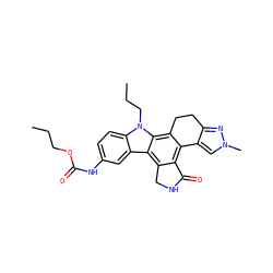 CCCOC(=O)Nc1ccc2c(c1)c1c3c(c4c(c1n2CCC)CCc1nn(C)cc1-4)C(=O)NC3 ZINC000036338910