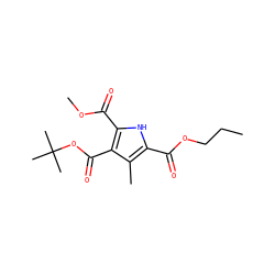 CCCOC(=O)c1[nH]c(C(=O)OC)c(C(=O)OC(C)(C)C)c1C ZINC000013533463