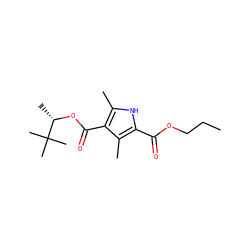 CCCOC(=O)c1[nH]c(C)c(C(=O)O[C@@H](C)C(C)(C)C)c1C ZINC000013476062