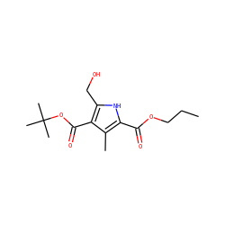CCCOC(=O)c1[nH]c(CO)c(C(=O)OC(C)(C)C)c1C ZINC000013533447