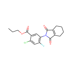 CCCOC(=O)c1cc(N2C(=O)C3=C(CCCC3)C2=O)c(F)cc1Cl ZINC000098083577