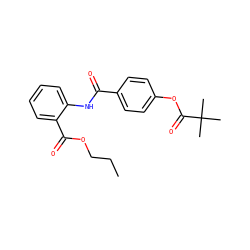 CCCOC(=O)c1ccccc1NC(=O)c1ccc(OC(=O)C(C)(C)C)cc1 ZINC000299856578