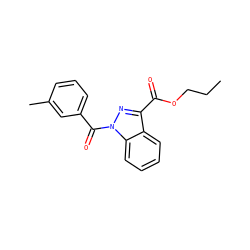 CCCOC(=O)c1nn(C(=O)c2cccc(C)c2)c2ccccc12 ZINC000072178344