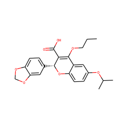 CCCOC1=C(C(=O)O)[C@@H](c2ccc3c(c2)OCO3)Oc2ccc(OC(C)C)cc21 ZINC000013473435