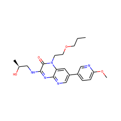 CCCOCCn1c(=O)c(NC[C@H](C)O)nc2ncc(-c3ccc(OC)nc3)cc21 ZINC000045315286