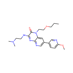 CCCOCCn1c(=O)c(NCCN(C)C)nc2ncc(-c3ccc(OC)nc3)cc21 ZINC000045246005