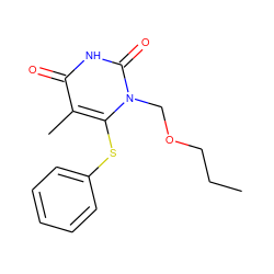 CCCOCn1c(Sc2ccccc2)c(C)c(=O)[nH]c1=O ZINC000006380664