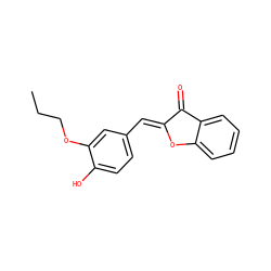 CCCOc1cc(/C=C2\Oc3ccccc3C2=O)ccc1O ZINC001772606418