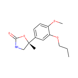 CCCOc1cc([C@]2(C)CNC(=O)O2)ccc1OC ZINC000003791675