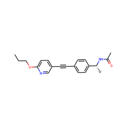 CCCOc1ccc(C#Cc2ccc([C@@H](C)NC(C)=O)cc2)cn1 ZINC000169706146