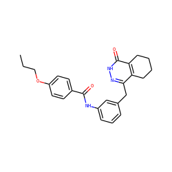 CCCOc1ccc(C(=O)Nc2cccc(Cc3n[nH]c(=O)c4c3CCCC4)c2)cc1 ZINC000167530844