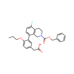 CCCOc1ccc(CC(=O)O)cc1-c1ccc(F)c2c1CN(C(=O)OCc1ccccc1)CC2 ZINC000144094839