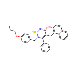 CCCOc1ccc(Cn2c(-c3ccccc3)c(Cc3c(O)ccc4ccccc34)c(=O)[nH]c2=S)cc1 ZINC000169321936