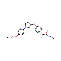 CCCOc1ccc(N2CC[C@@H](Oc3ccc([C@@H](C)C(=O)NCC)cc3)C2)c(Cl)c1 ZINC001772606574