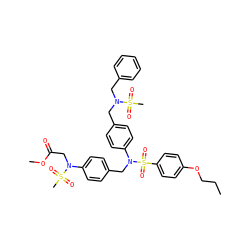 CCCOc1ccc(S(=O)(=O)N(Cc2ccc(N(CC(=O)OC)S(C)(=O)=O)cc2)c2ccc(CN(Cc3ccccc3)S(C)(=O)=O)cc2)cc1 ZINC000473154949