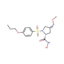 CCCOc1ccc(S(=O)(=O)N2C/C(=N\OC)C[C@@H]2C(=O)NO)cc1 ZINC000027620176
