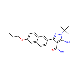 CCCOc1ccc2cc(-c3nn(C(C)(C)C)c(N)c3C(N)=O)ccc2c1 ZINC000103252528