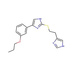 CCCOc1cccc(-c2c[nH]c(SCCc3c[nH]cn3)n2)c1 ZINC000013764195