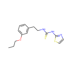 CCCOc1cccc(CCNC(=S)Nc2nccs2)c1 ZINC000013744863